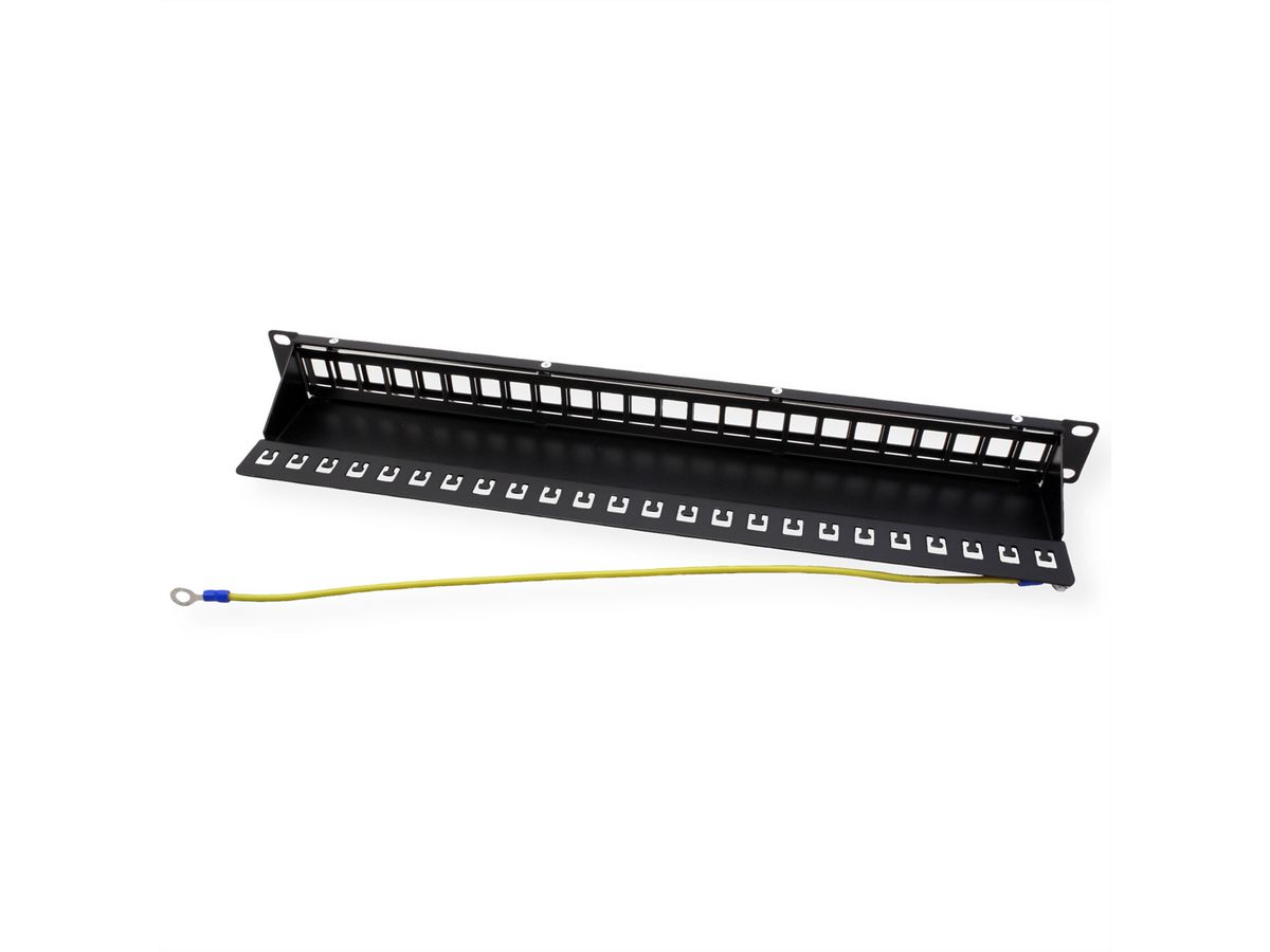 VALUE Keystone 19'' Module Frame, 24 ports, shielded, 1U, 1-piece-type, black