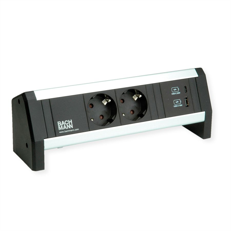 BACHMANN DESK 2xprotective contact 1xUSB A&C, USB Charger 22W Charger, GST18