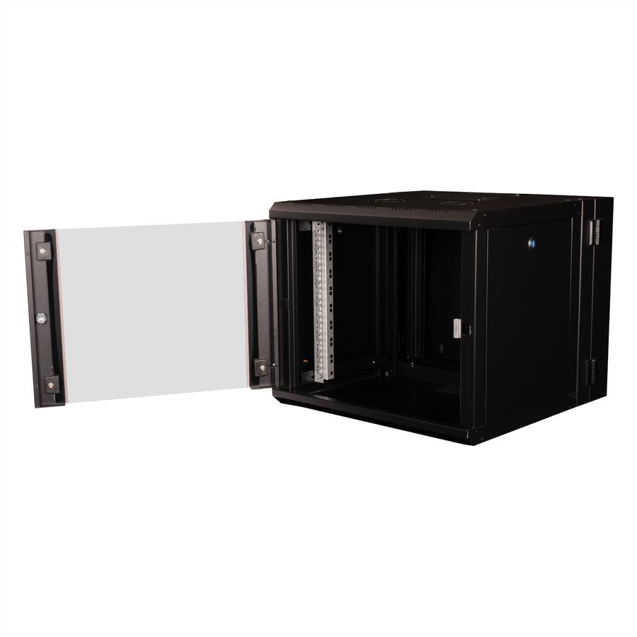 ROLINE 19-inch wall-mounted housing Pro 9 U, 600x600 WxD two-part swivelling black