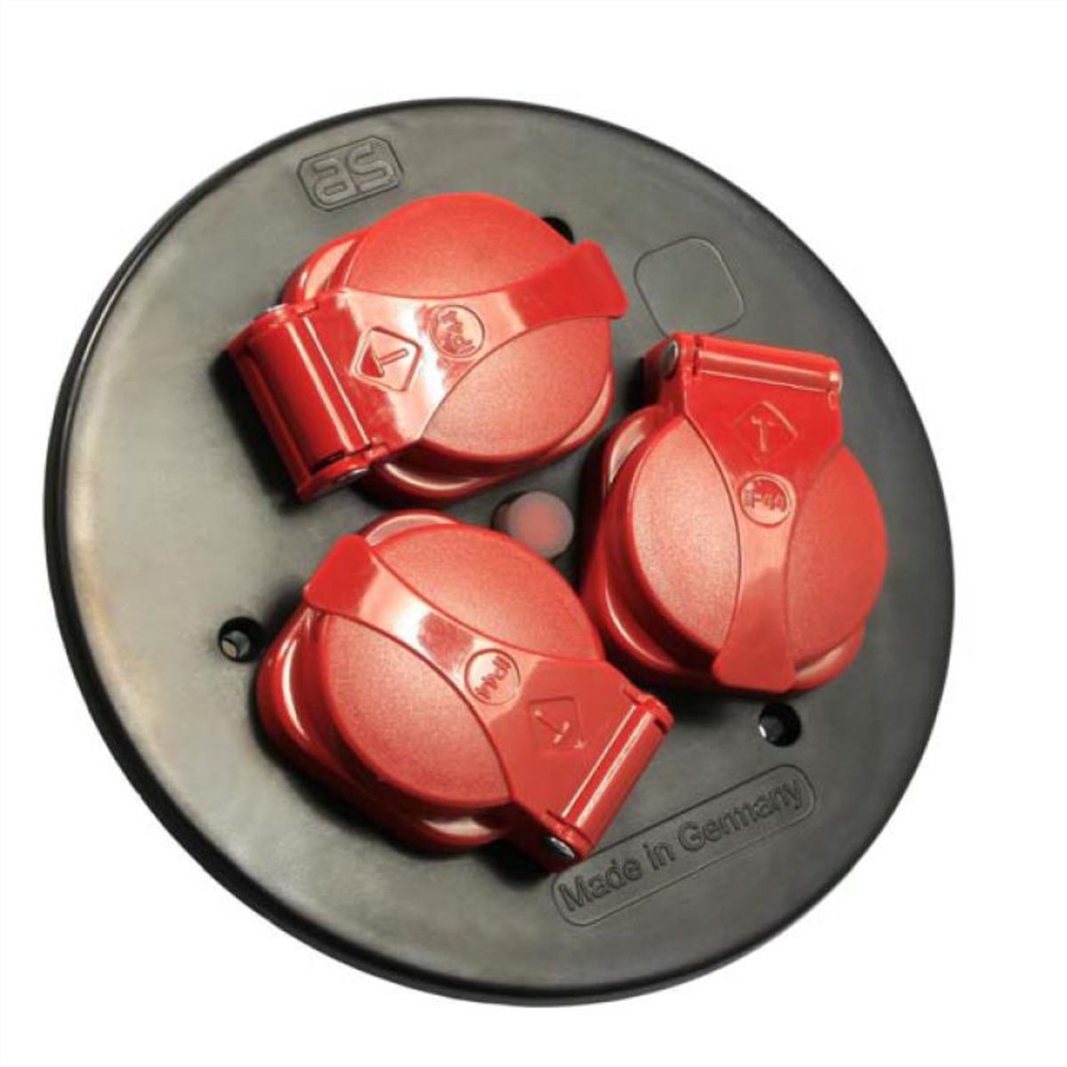 BACHMANN socket outlet insert 3-gang w.deck, Thermal protection, red