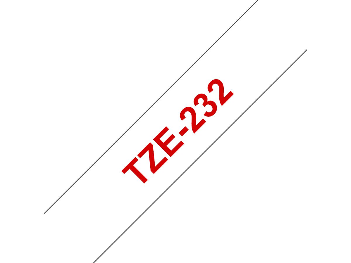 Brother TZE-232 labelprinter-tape Rood op wit
