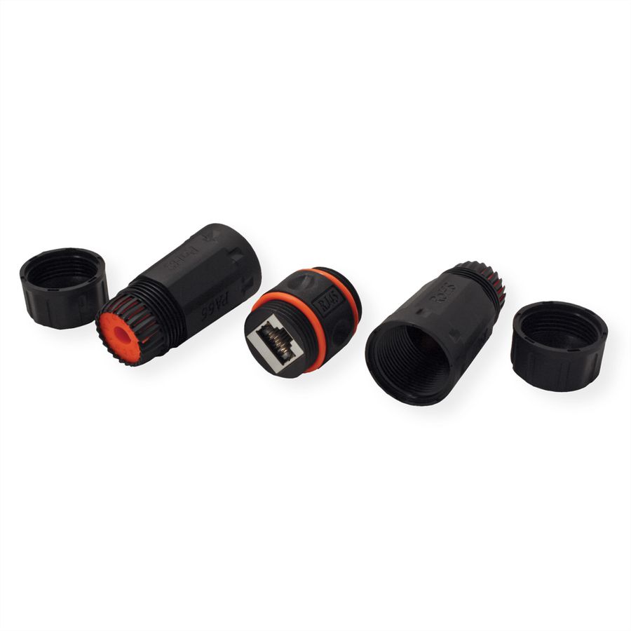 VALUE RJ-45 koppelstuk, afgeschermd, Cat.6A (Class EA), Outdoor/Industrial, zwart