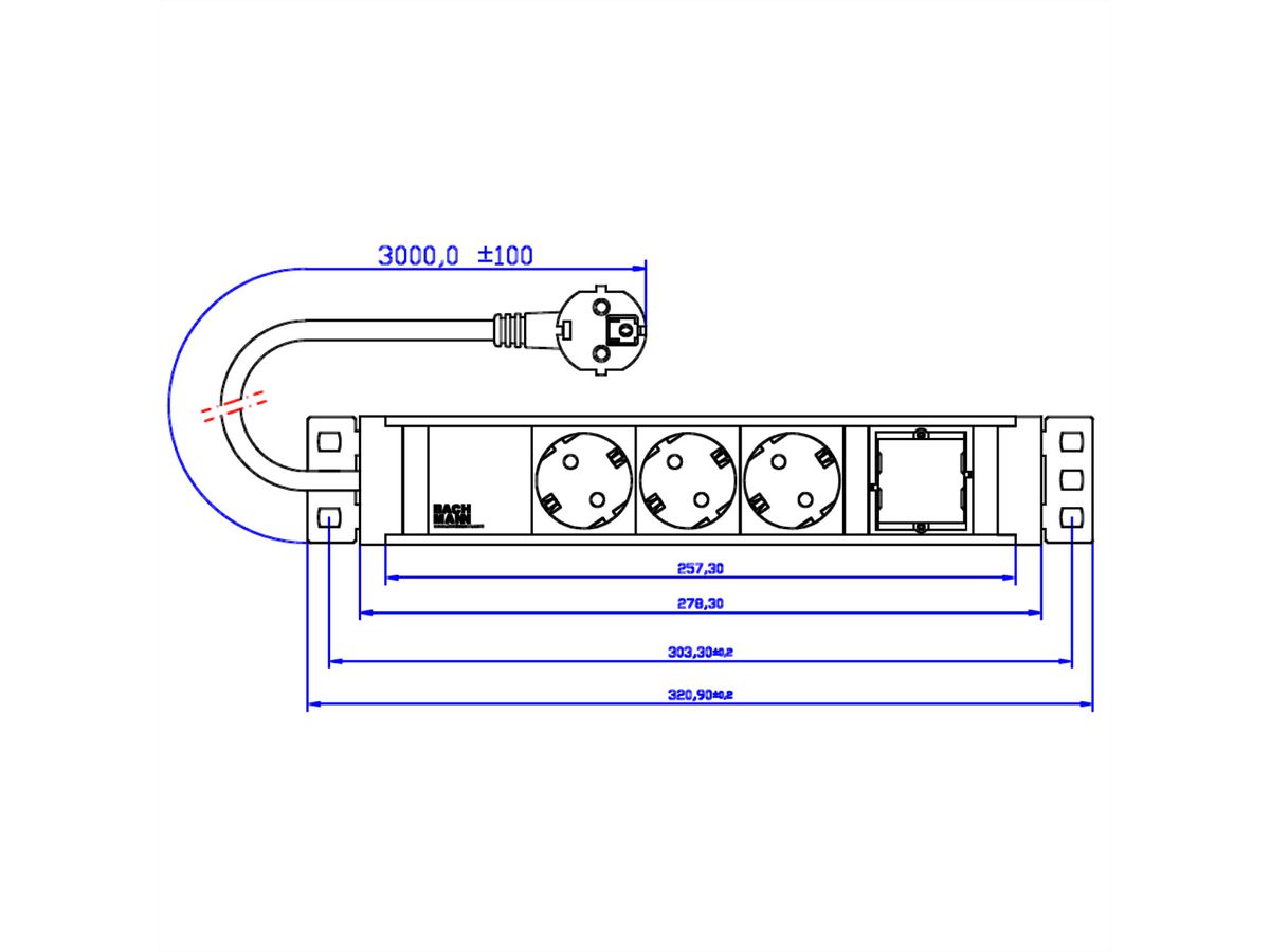 BACHMANN UNIVERSAL 3x geaard stopcontact 1x ABD