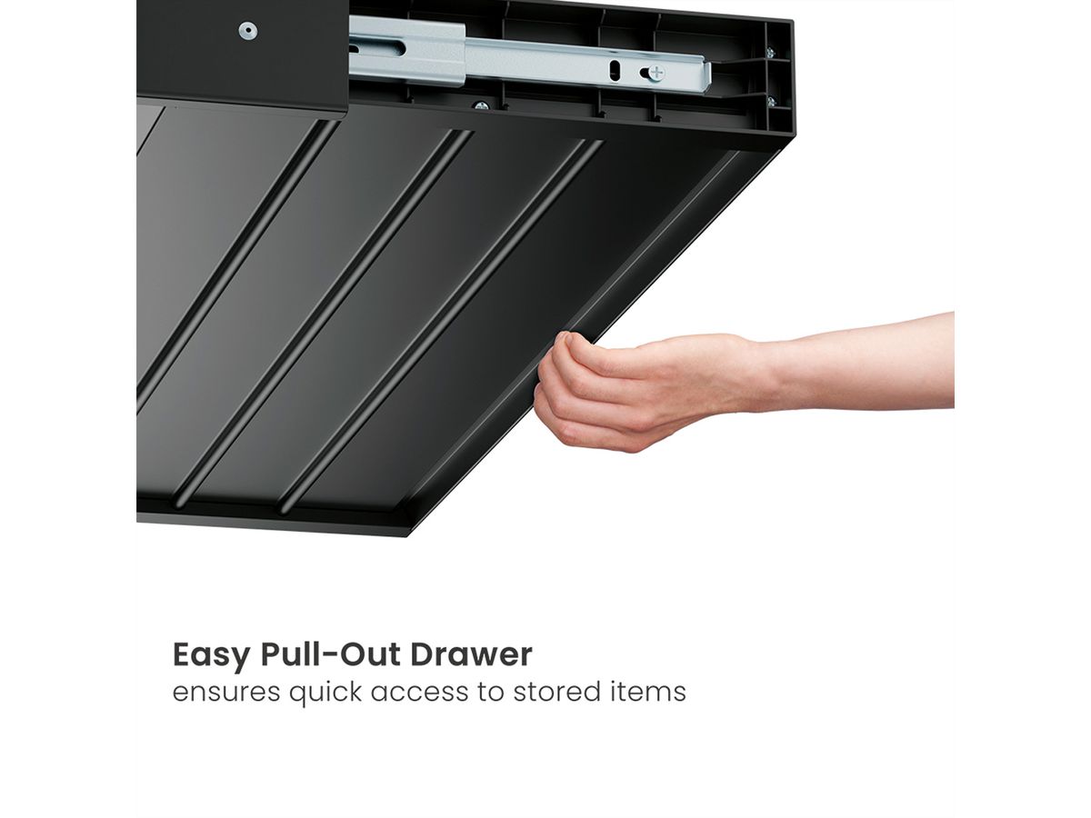 VALUE Ultra-Slim Underdesk Mount Storage Drawer, 420 mm width, black