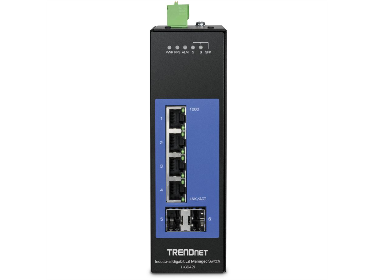 TRENDnet TI-G642i DIN-Rail Switch 6-poorts Industriële Gigabit L2