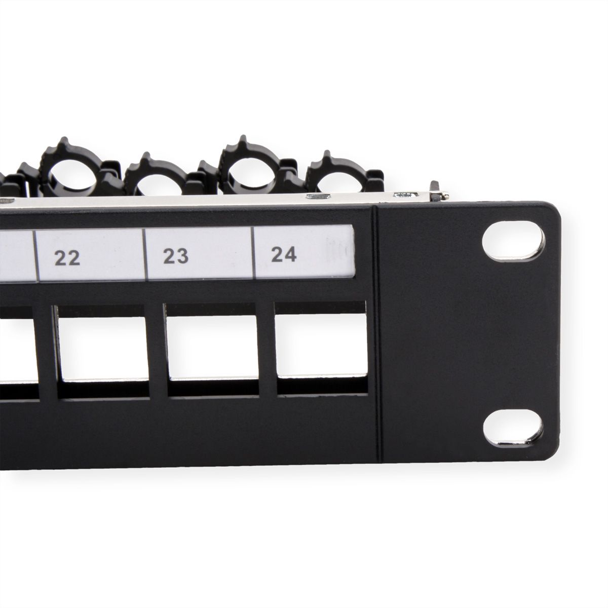ROLINE 19" keystone module rack, leeg, 24P. afgeschermd , Clip bevestiging, zwart