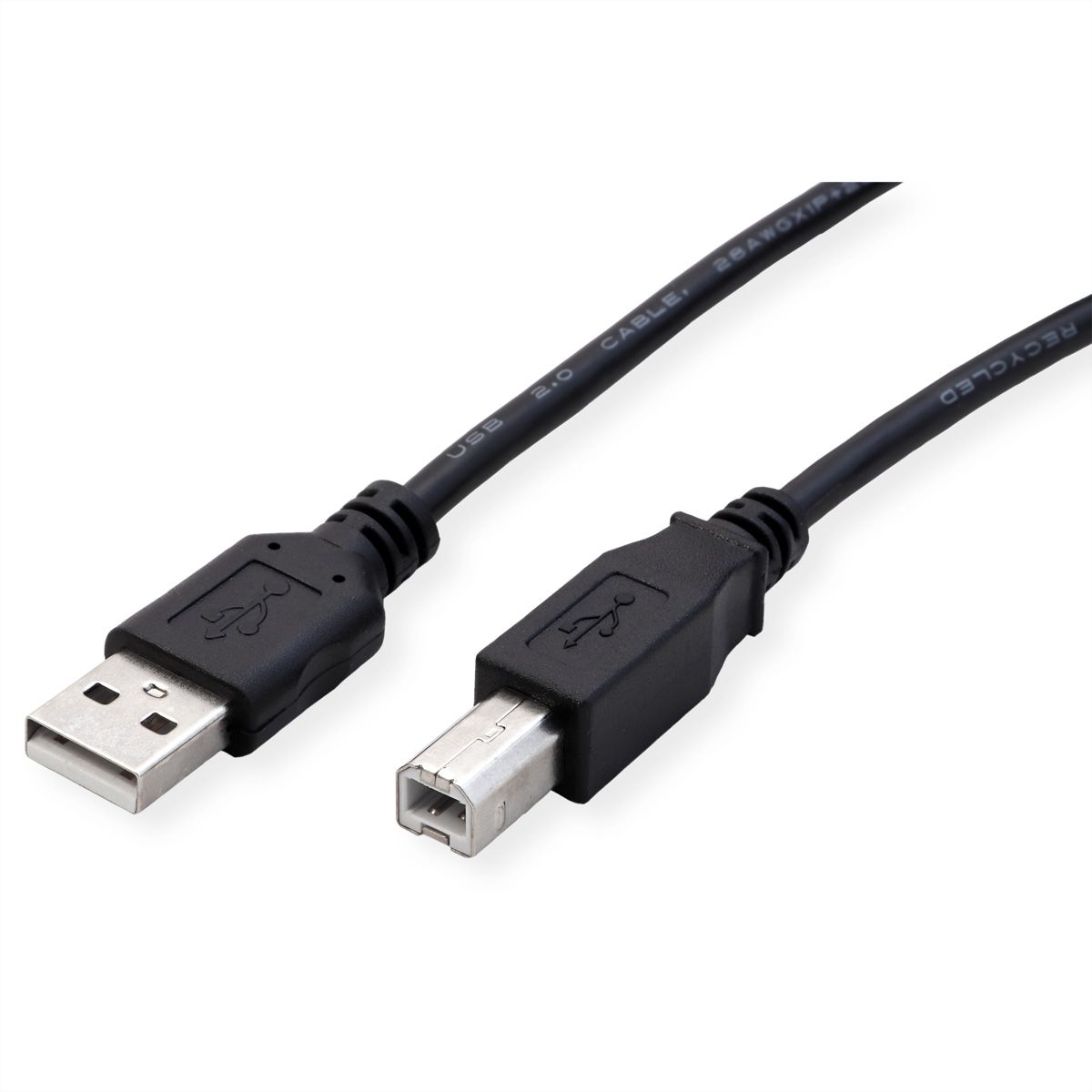 ROLINE RM USB 2.0 Cable, A - B, M/M, black, 0.8 m