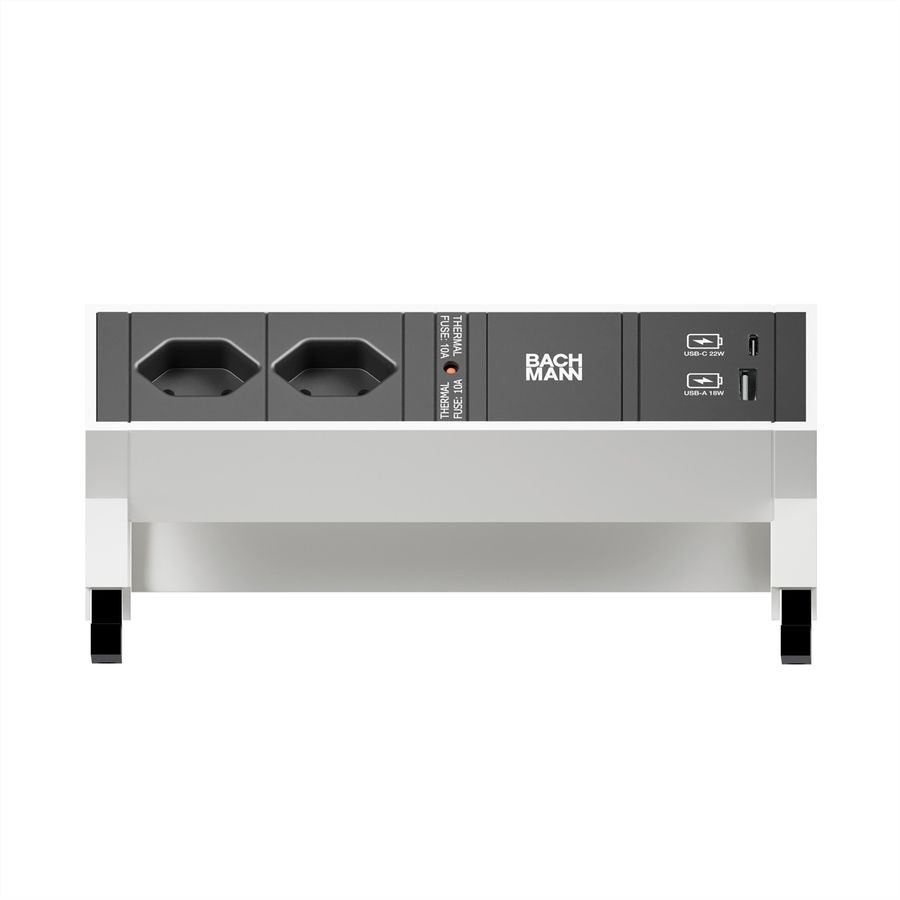 BACHMANN DESK2 2xCH 1xUSB A/C 22W, 0.2m GST18 RAL9010 Switzerland