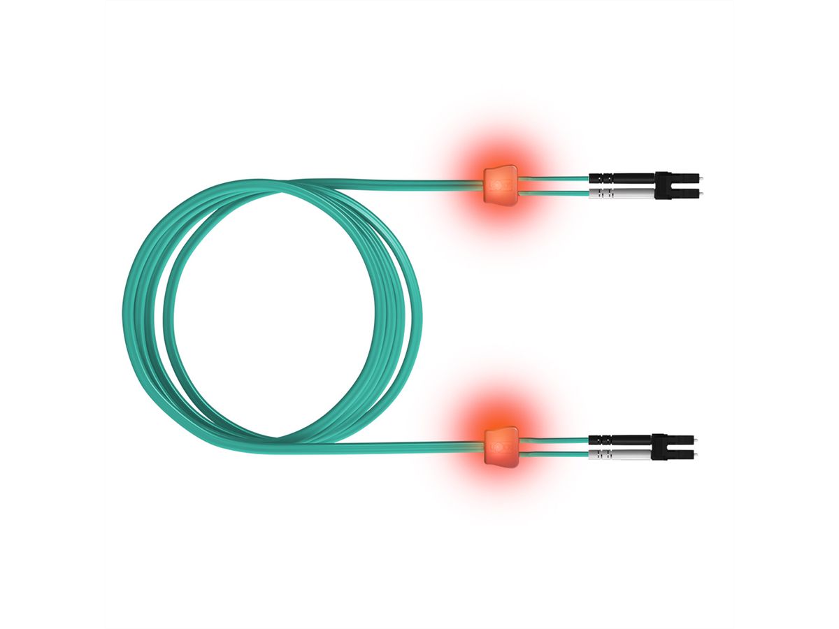 saCon glasvezel LED patchkabel duplex 50/125µm OM3, SC/SC , turkoois, 1 m