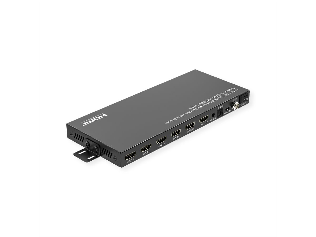 VALUE HDMI Matrix Switch, 4x2 QUAD Multi-Viewer, Naadloos schakelen