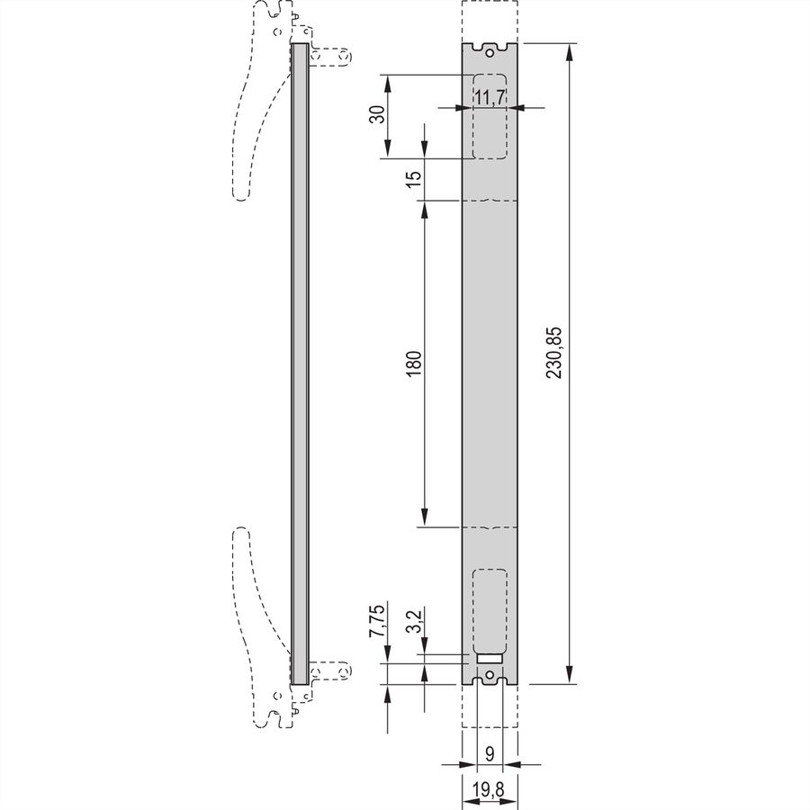 SCHROFF-insteekset met XL-handgreep, afgeschermd, zwart, 6 HE, 4 HE