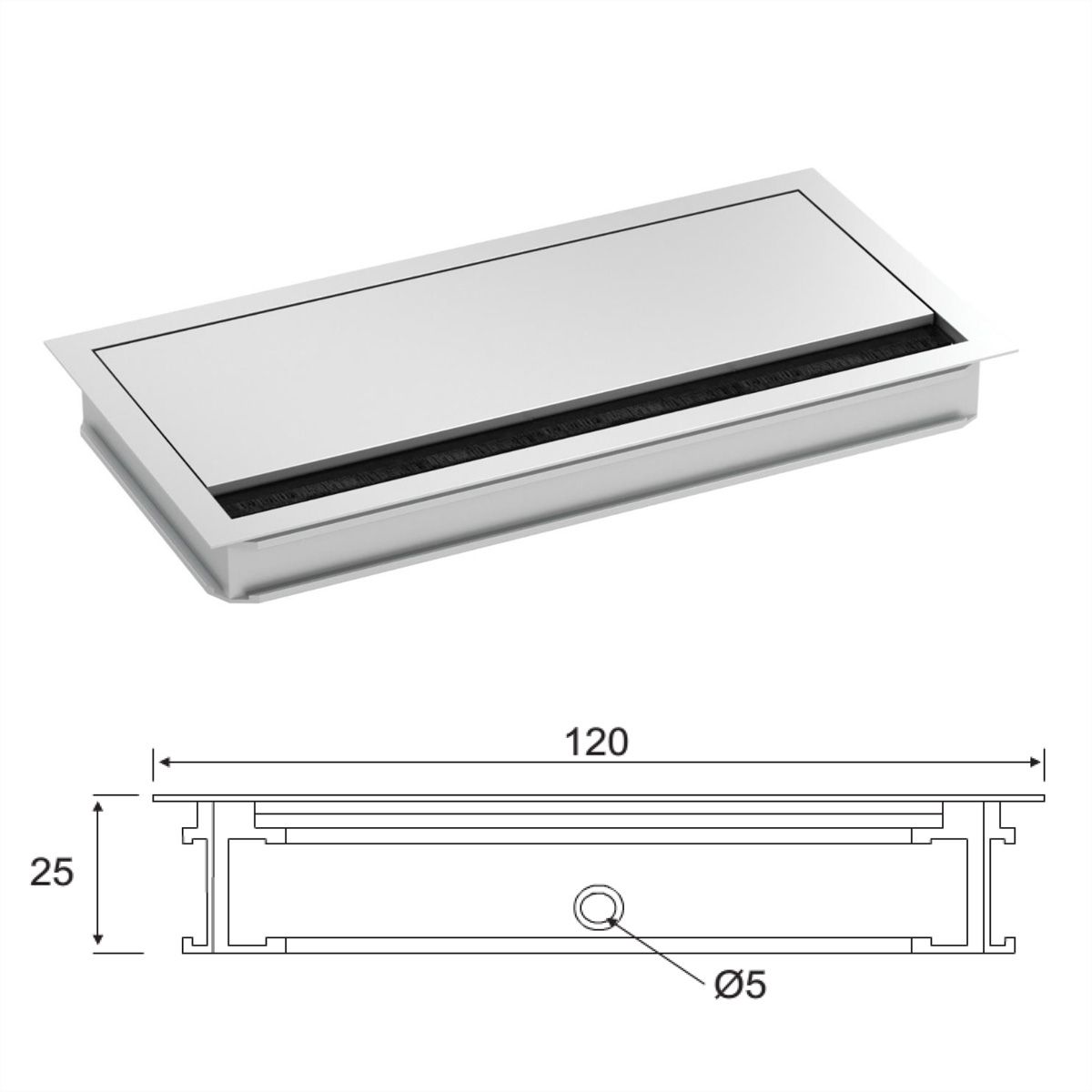 BACHMANN LOOP SQUARE cable bushing, 240mm, silver