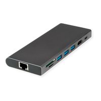 VALUE USB Type C Docking Station, HDMI 4K60 , 4x US3.2Gen1 (1x C + 3x A), 1x PD, 1x SD/TF, 1x RJ45, 1x 3.5mm