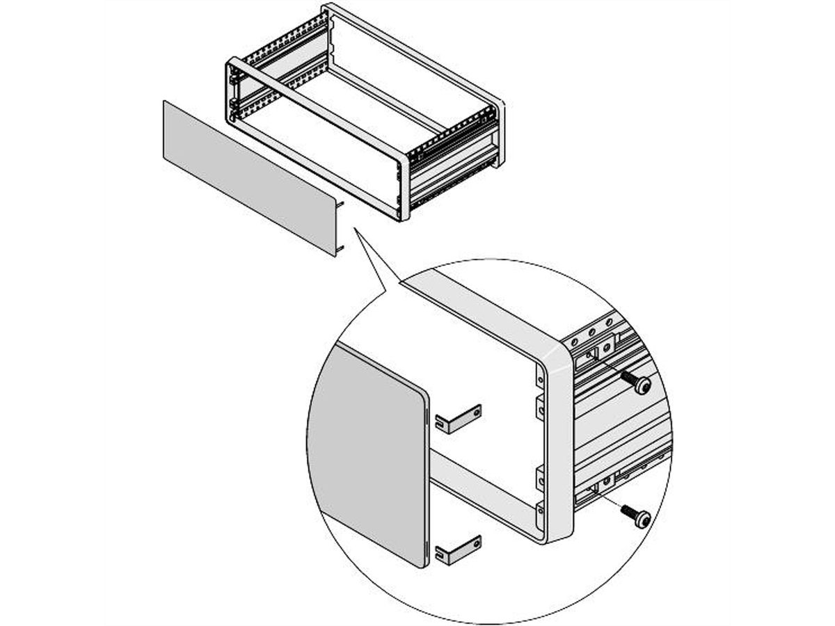 SCHROFF CompacPRO voor-/achterpaneel, met verborgen bevestiging, 4 HE, 42 HE, 2,5 mm, Al, geanodiseerd, onbehandelde randen