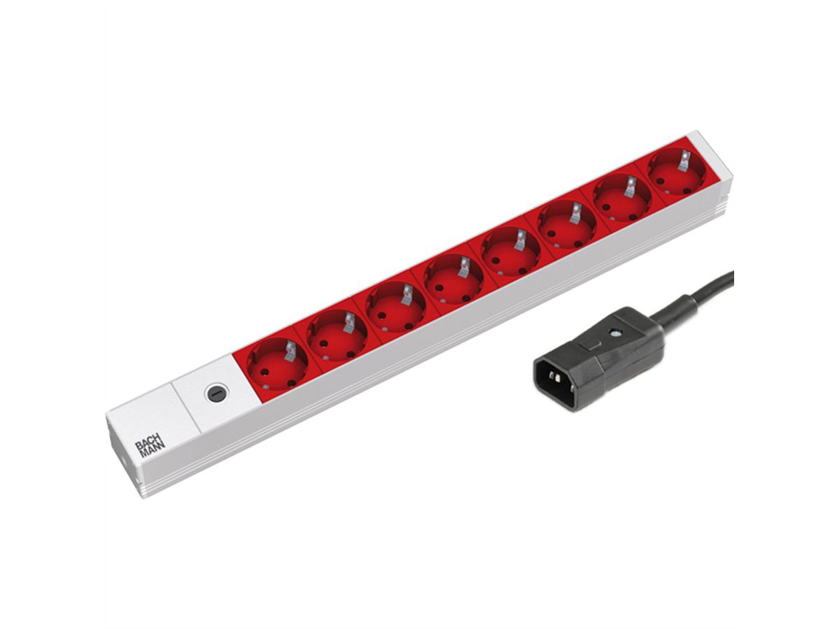 BACHMANN 19" socket strip 8-way, 2300W, IEC320 C14 plug