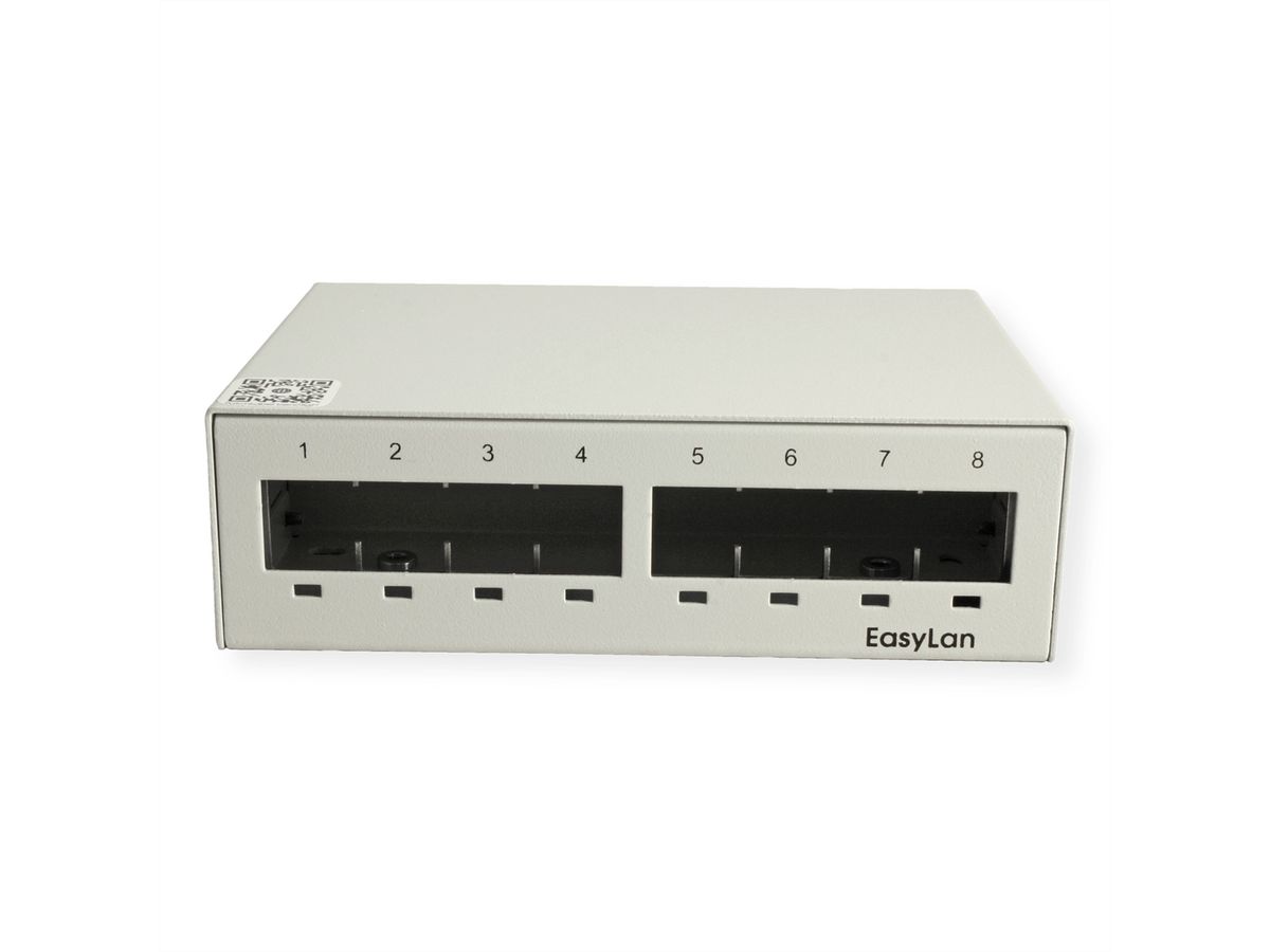 EasyLan preLink / fixLink onderbouw paneel, 8x Keystone, RAL7035