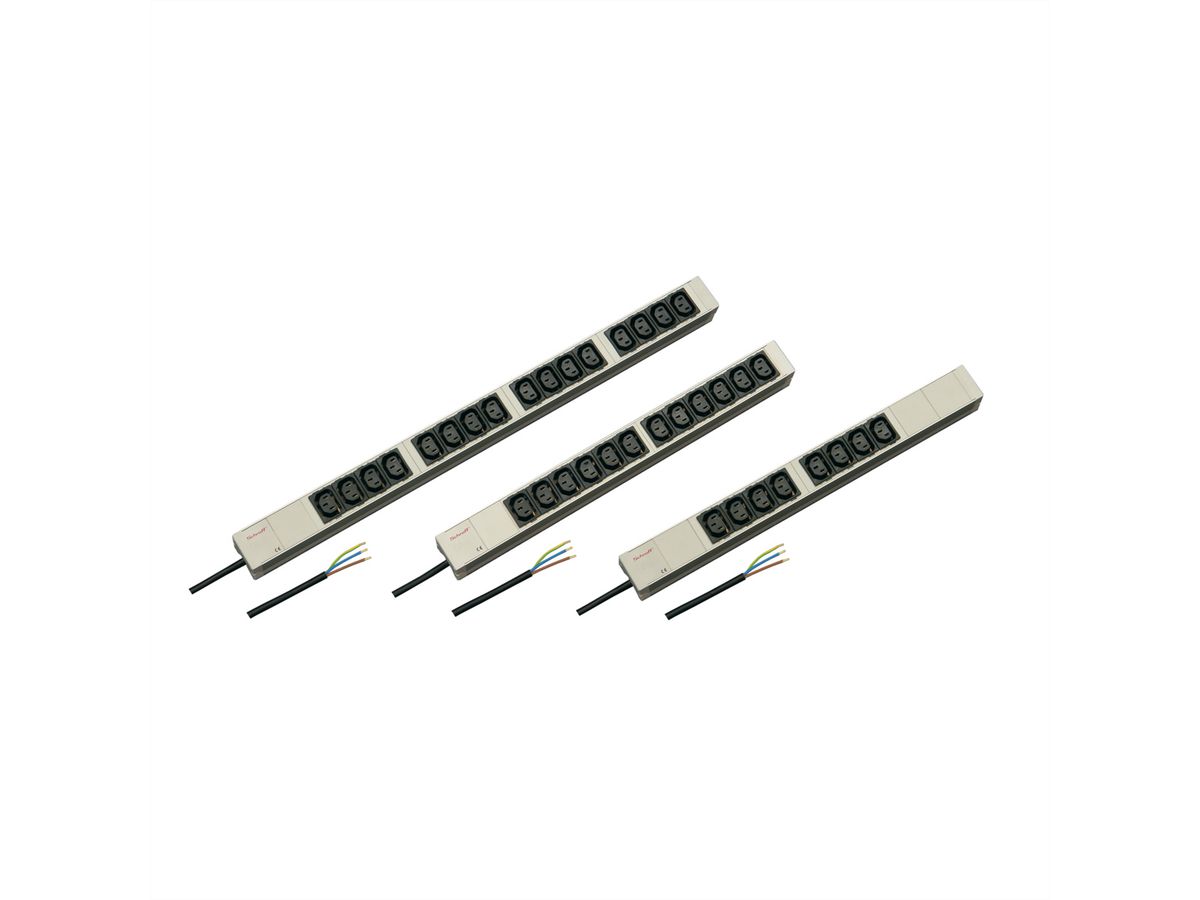SCHROFF contactdoosstrip, IEC C13 met verbindingskabel aan open uiteinde, 8x IEC C13, 19"