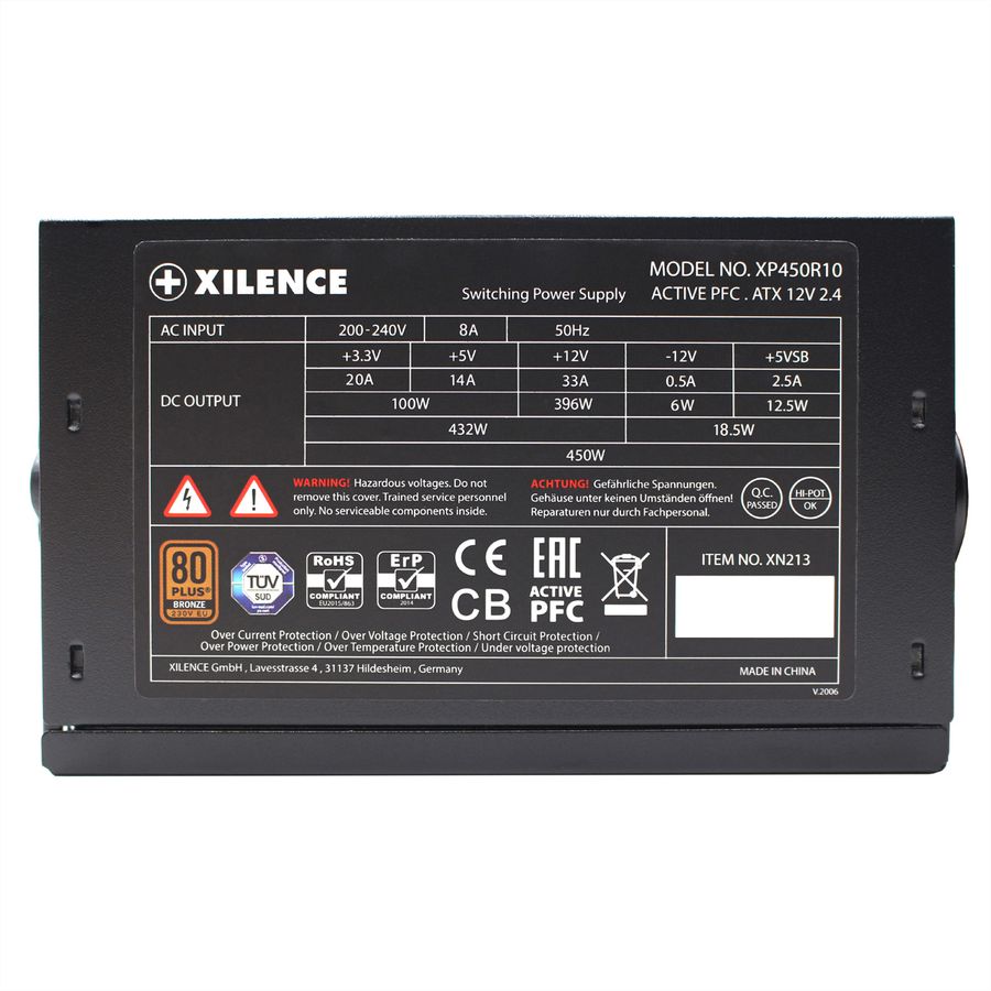 Xilence XP450R10 450W PC Power Supply, 80+ Bronze, Gaming, ATX