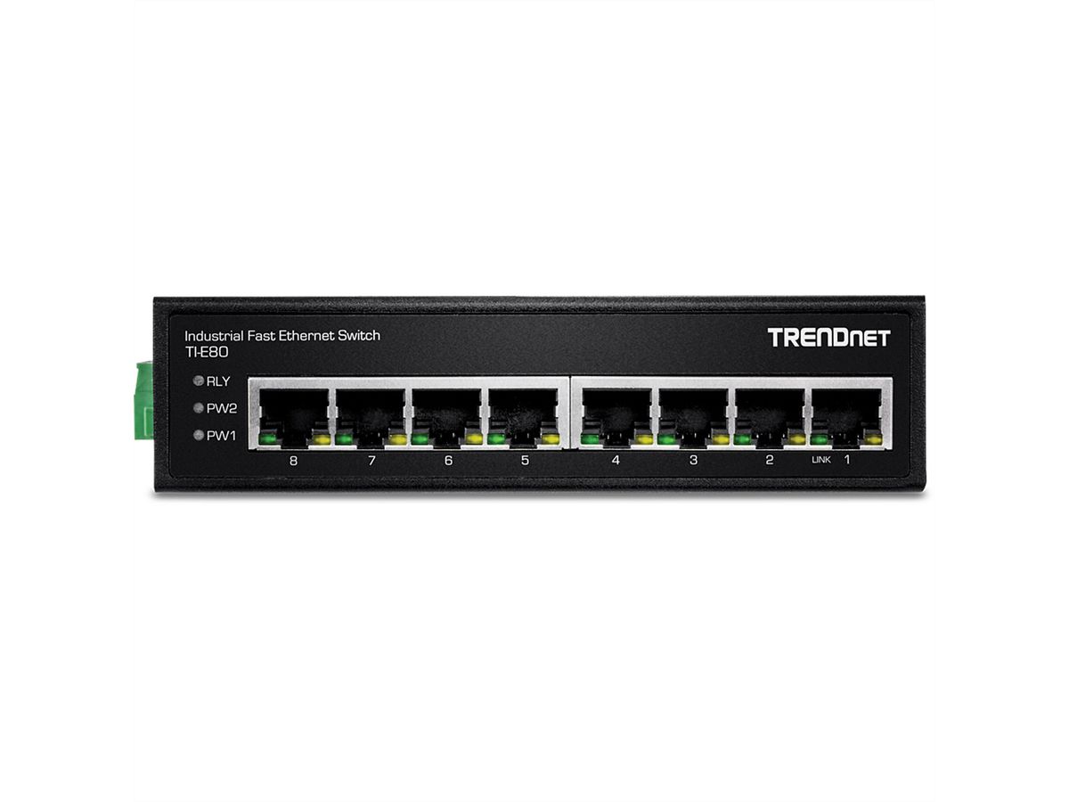 TRENDnet TI-E80 Industrial Fast Ethernet DIN-Rail Switch 8-Port