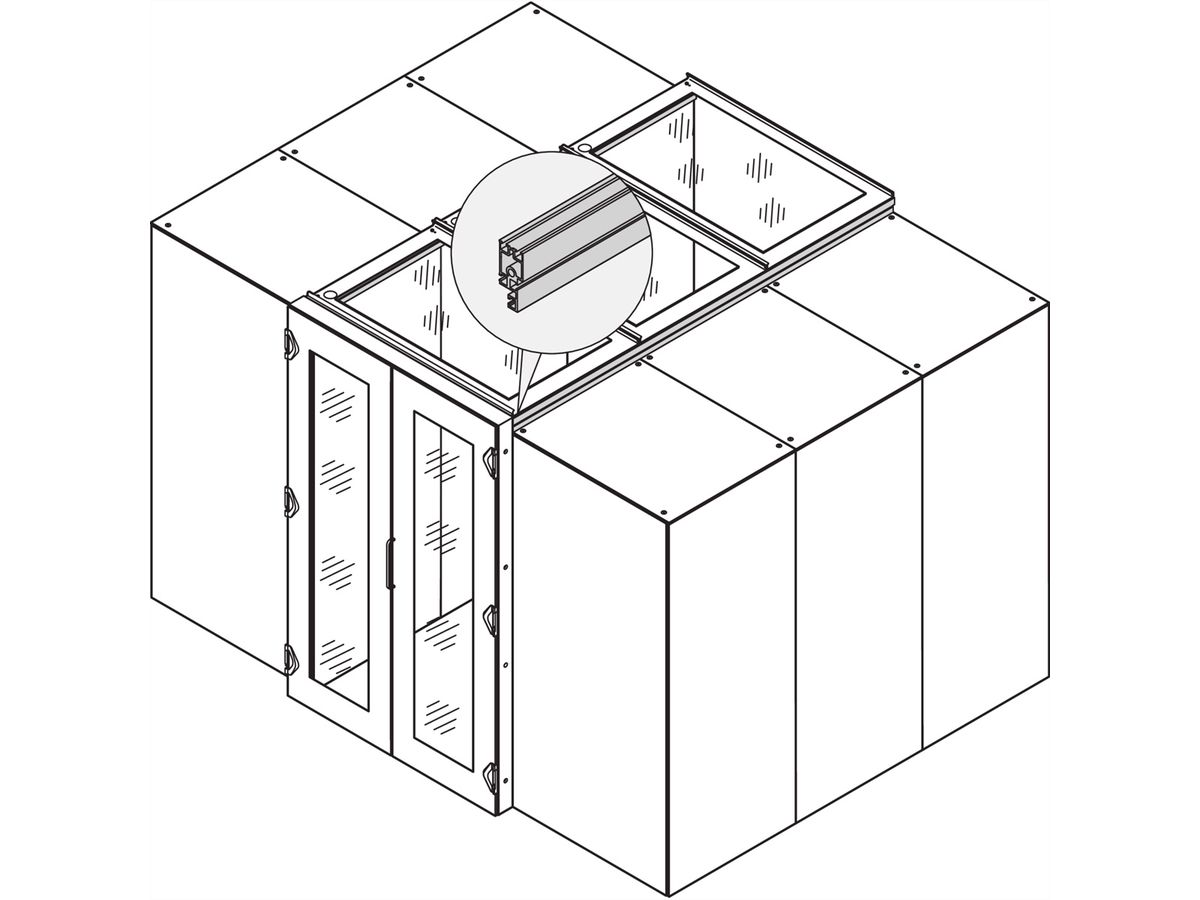 SCHROFF Opvangbakje boven met veiligheidsglas, 1200W 600D