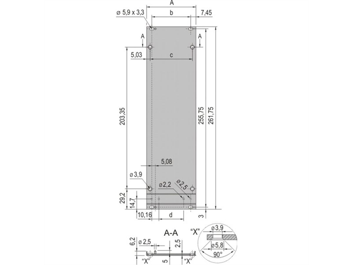 SCHROFF Insteekmodule met frame Voorpaneel, Refrofit-afscherming, 6 HE, 12 HE, 2,5 mm, Al, geanodiseerd vooraan, geleidend achteraan
