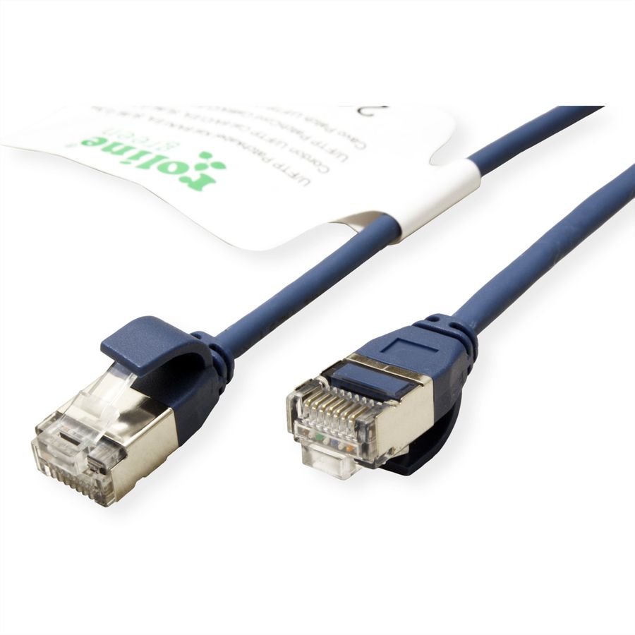ROLINE GREEN F/UTP DataCenter Patchkabel Cat.6A (Class EA), LSOH, extra dun, blauw, 2 m