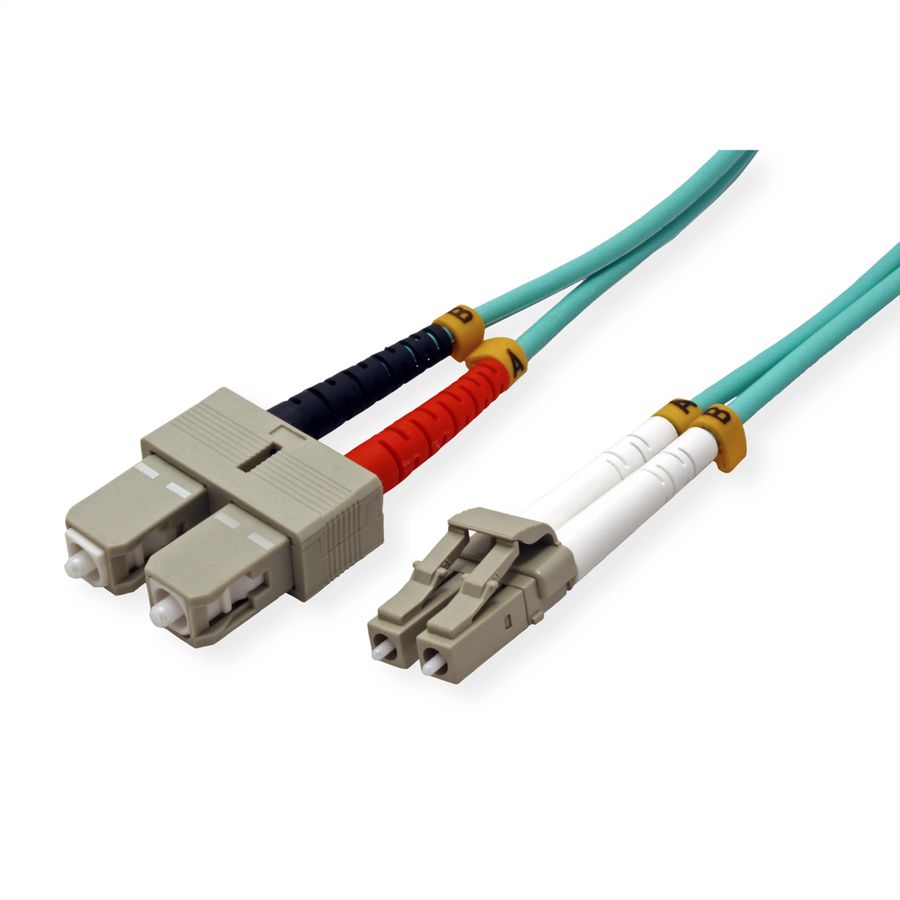VALUE Fibre Optic Jumper Cable, 50/125µm, LC/SC, OM3, LSOH, turquoise, 3 m
