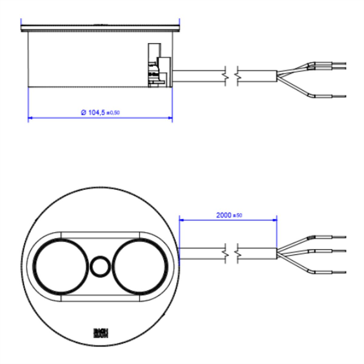 BACHMANN TWIST 2 2xCEE7/3 2,0m AEH stainless steel optic round