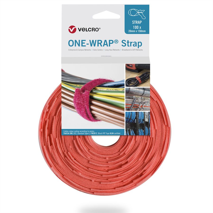 VELCRO® One Wrap® Bindband 20 mm x 230 mm, 100 stuks, oranje