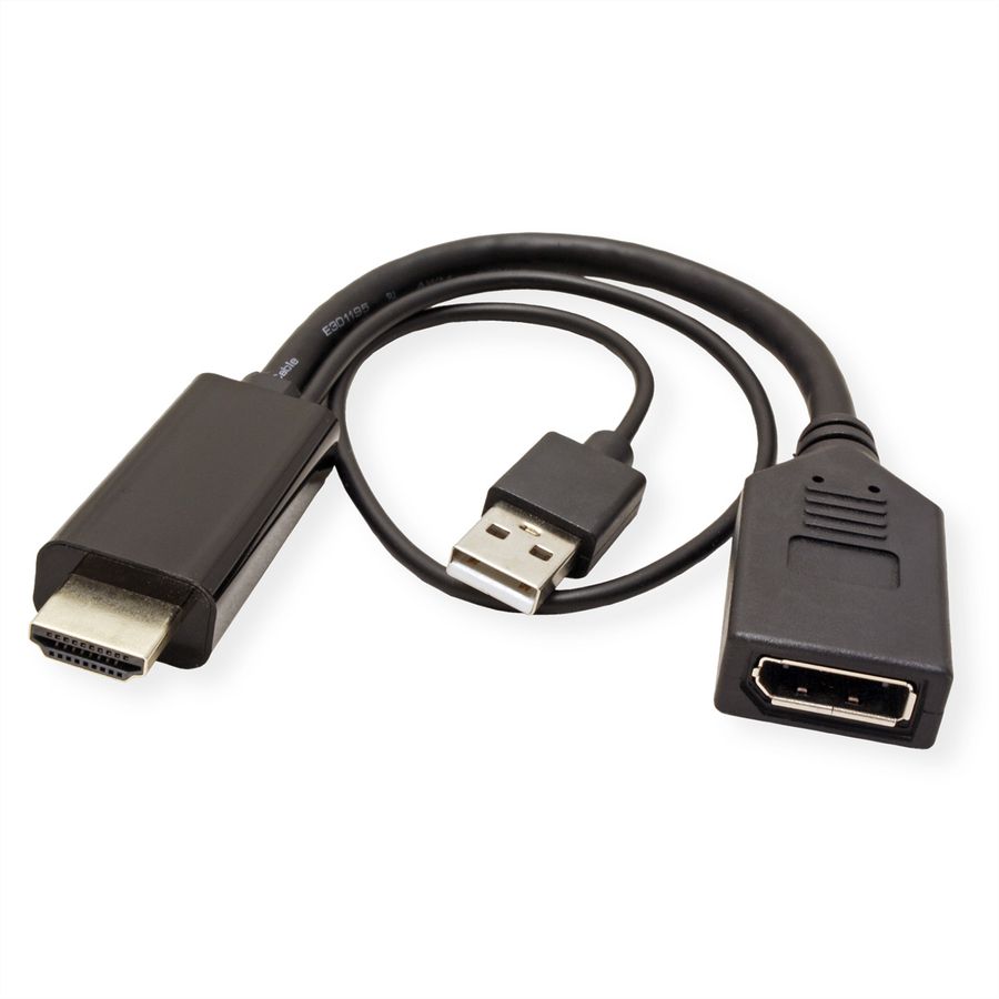 ROLINE 4K HDMI/DisplayPort Adapter, v1.2, HDMI Male - DP Female, Actief