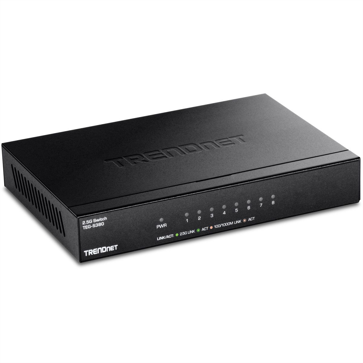 TRENDnet TEG-S380 8-Poorts 2.5G Switch , onbeheerd, zwart