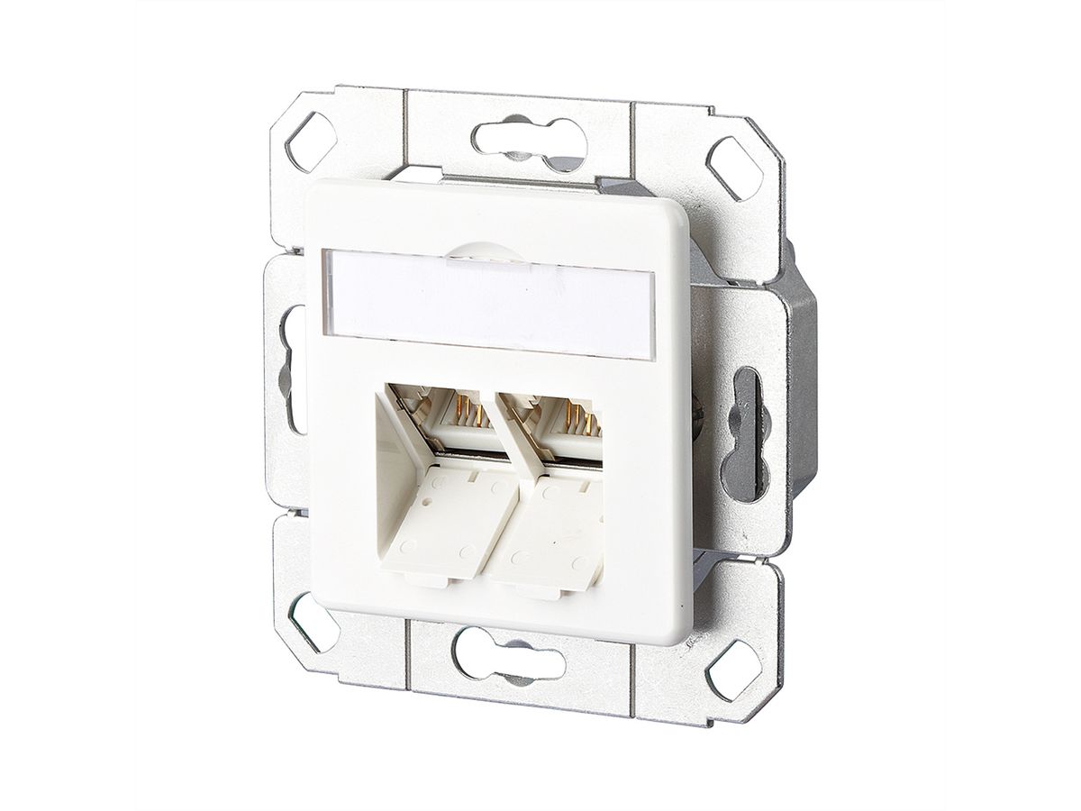 METZ CONNECT E-DAT C6 2 port flush mounted trunking installation, pure white