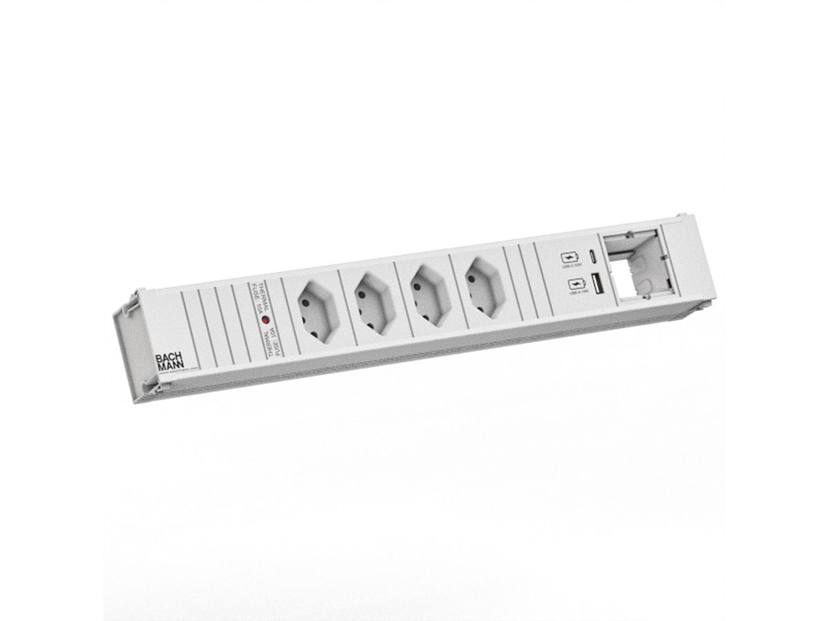 BACHMANN CONI 4xCH 0° 1xUSB A/C 22W 1xCM 0.2m GST18 RAL9010