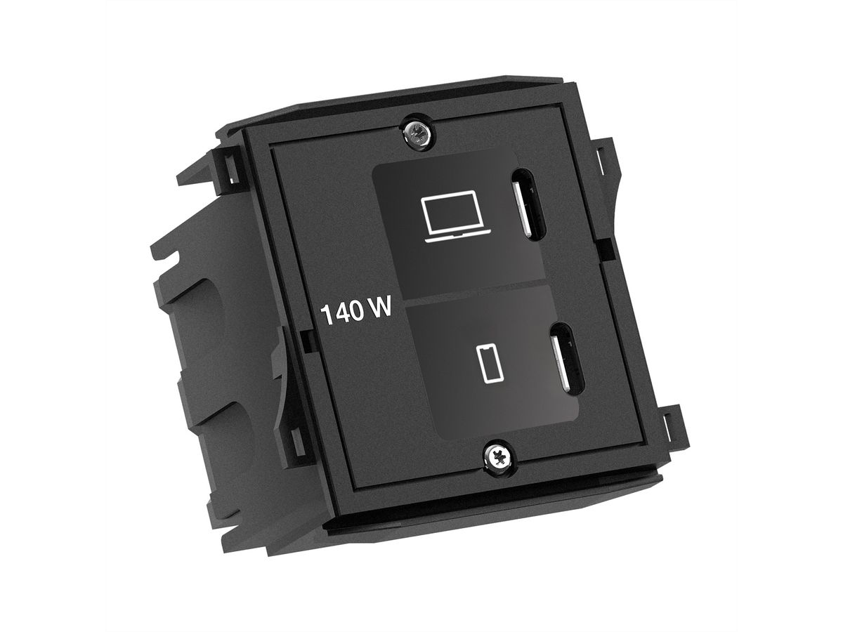 BACHMANN Custom Modul 1xUSB C/C 140W, ITA Bundle RAL9005