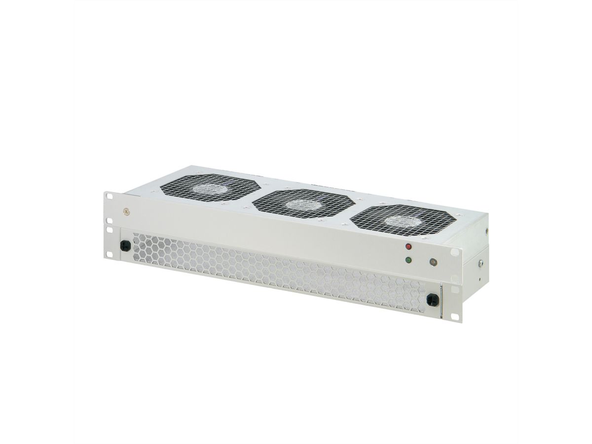 SCHROFF 1 U Luchtrooster voor 19" ventilatorkast, 3 ventilatoren, vooraan geperforeerd, 193 mm, RAL 9006