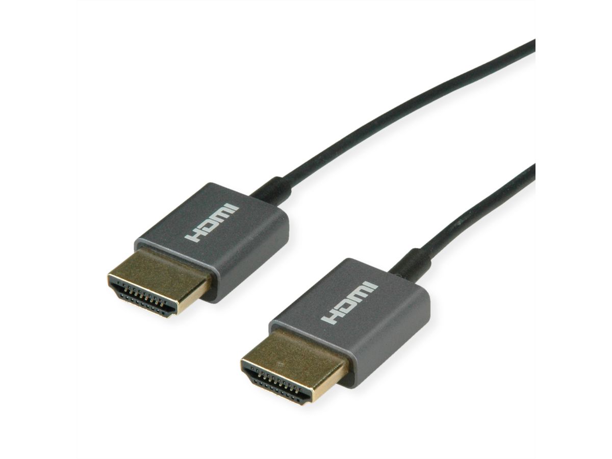 ROLINE HDMI 8K (7680 x 4320) Ultra HD Cable + Ethernet, M/M, Coaxial, Ultra-Slim, black, 1.5 m