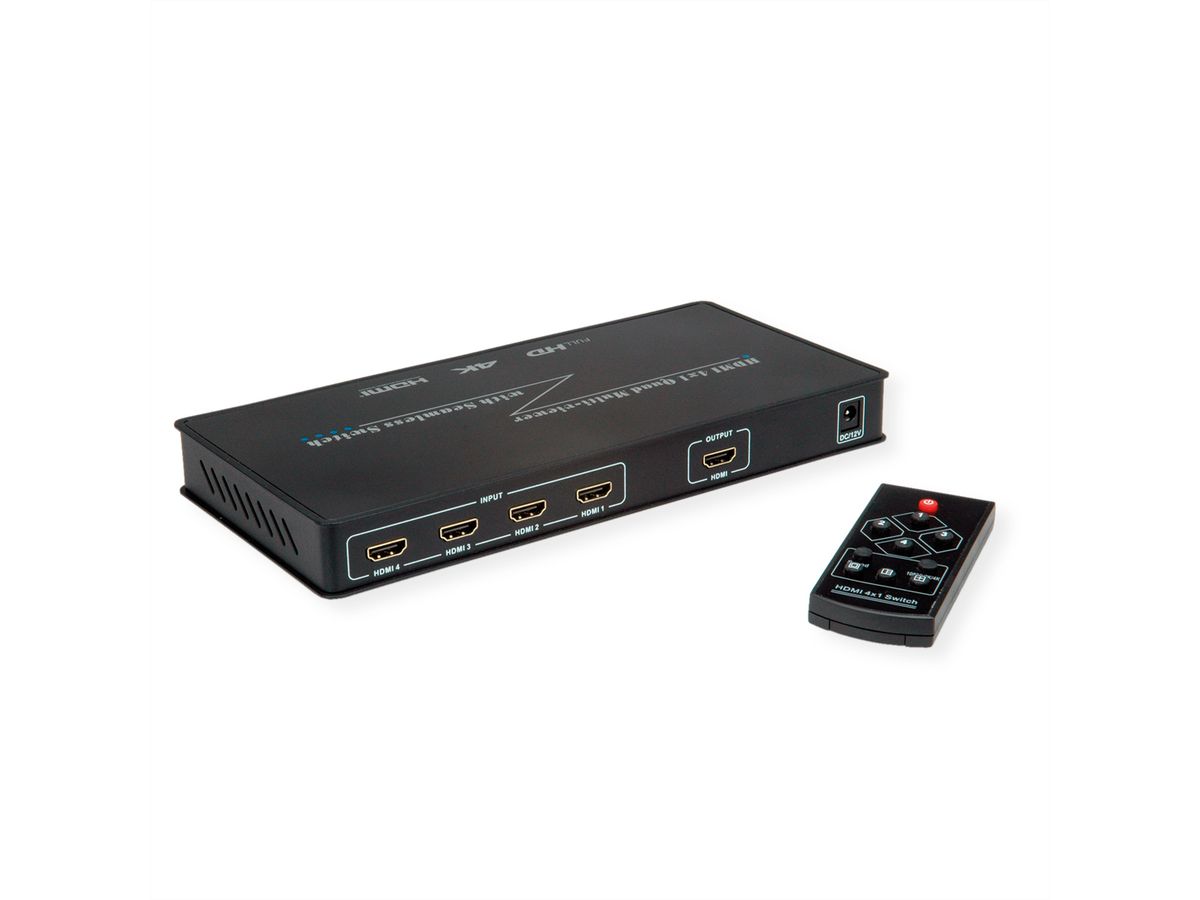 ROLINE HDMI 4x1 QUAD Multi-Viewer Switch, naadloos schakelen
