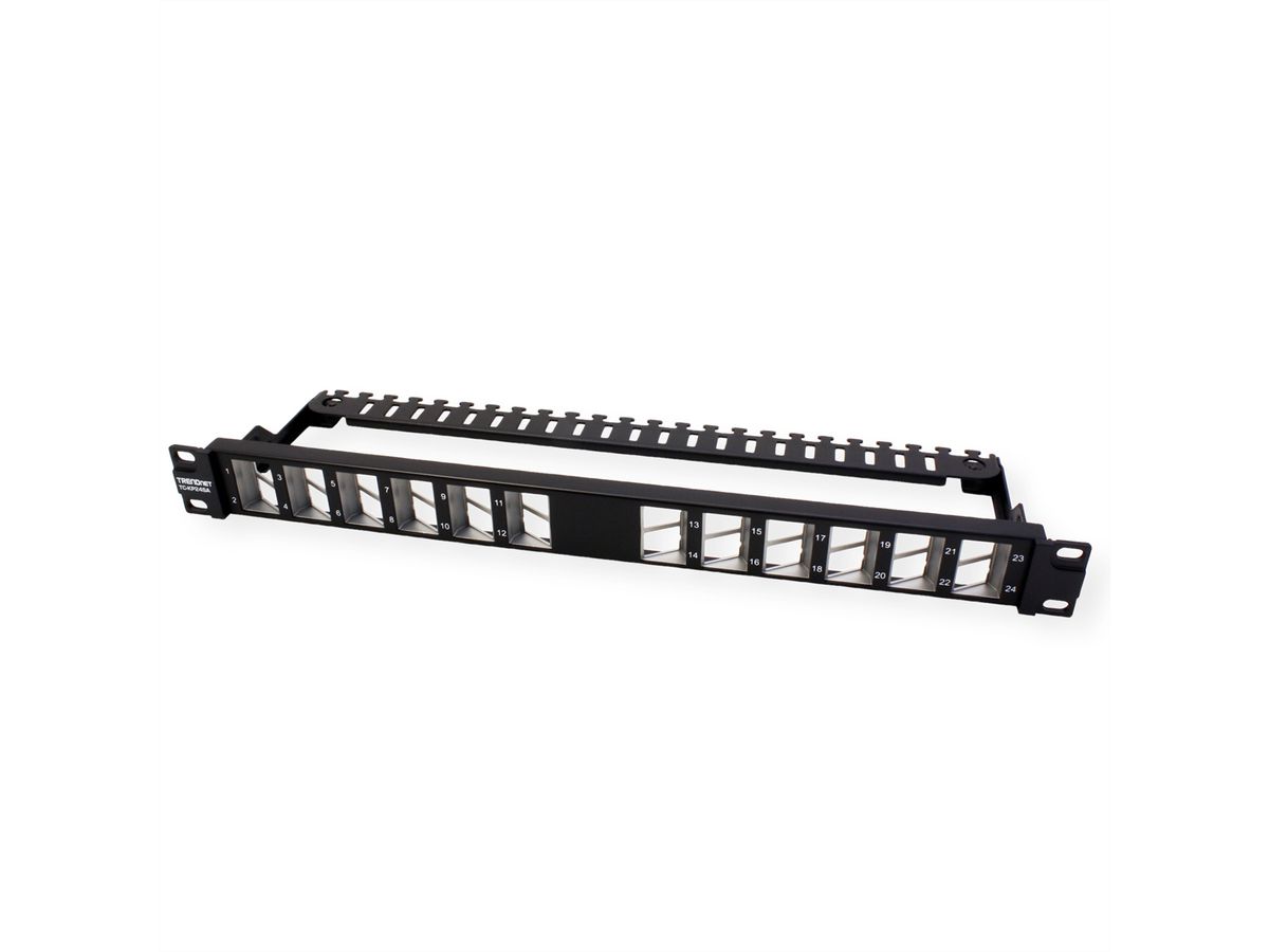 TRENDnet TC-KP24SA 24-Poorts Patch Panel , voor keystones, haaks 1HE