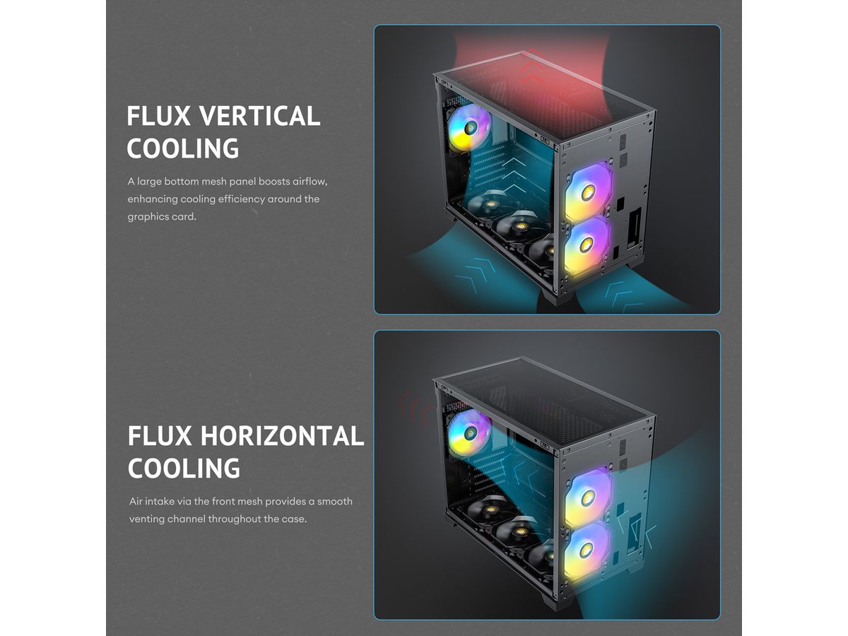 ANTEC FLUX M ATX/Micro-ATX/ITX Midi Tower PC case, black