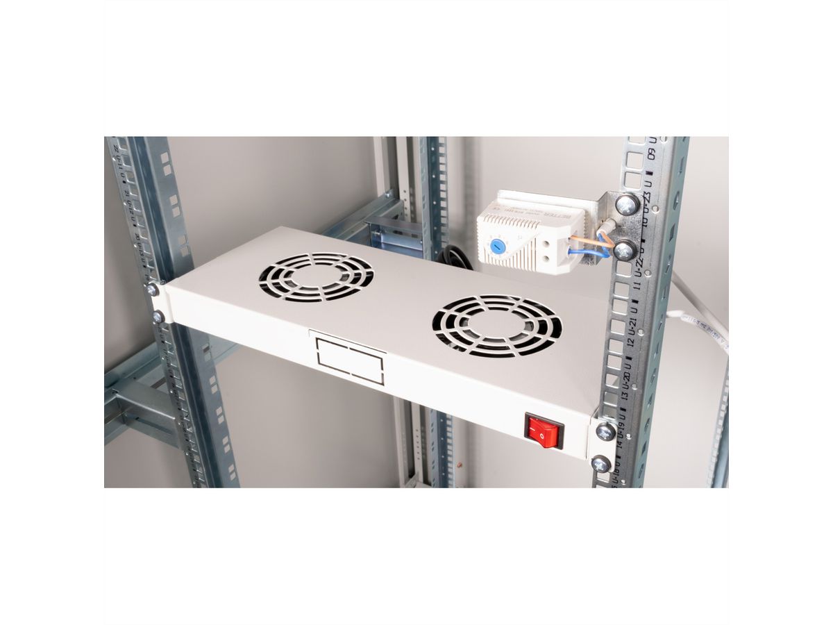 ROLINE 19-inch ventilatorunit 2 ventilatoren , Thermostaat grijs