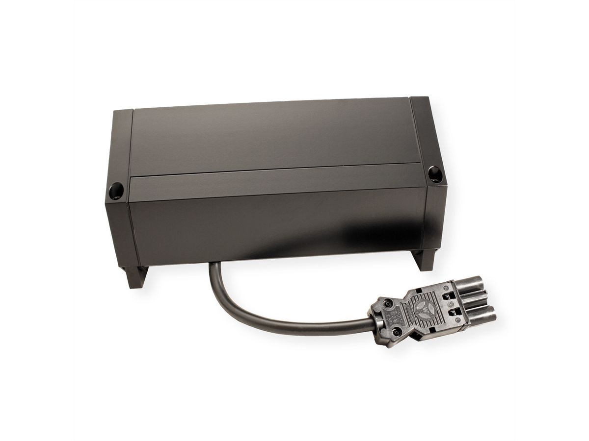 BACHMANN DESK2 2xUTE 1xUSB A/C 22W, GST18 RAL9005, schwarz, 0,2 m