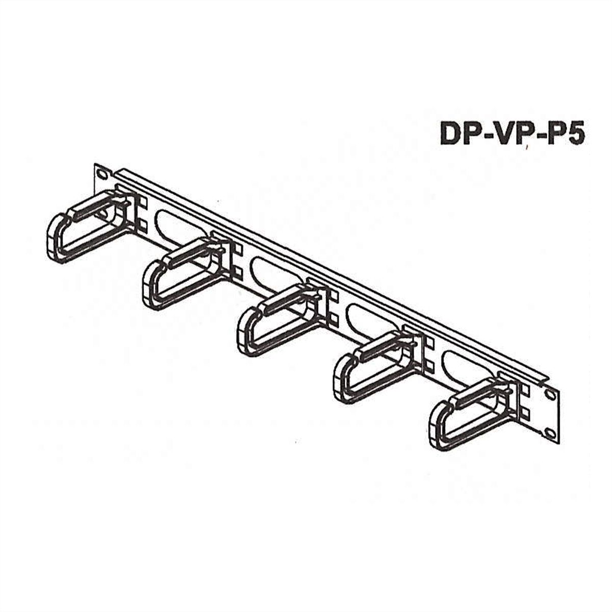 CONTEG 19"-Kabelführung 1 HE mit 5 Kabelösen 40 x 80 mm