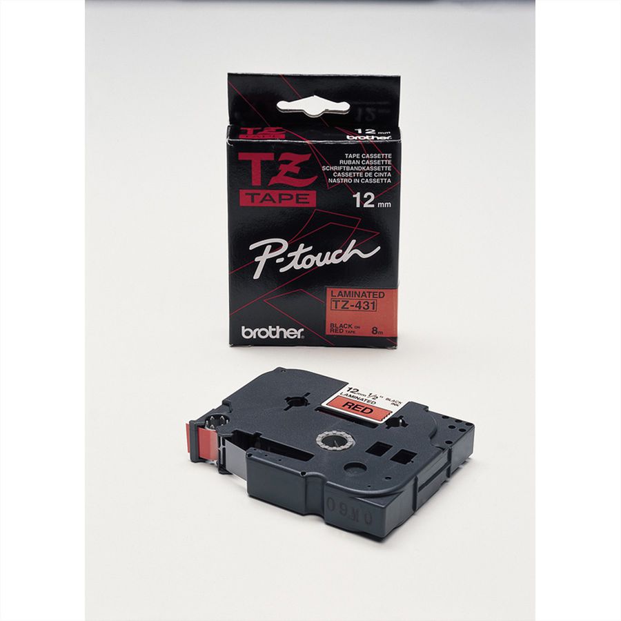 BROTHER TZe-431 labelingtape gelamineerd 12 mm rood/zwart