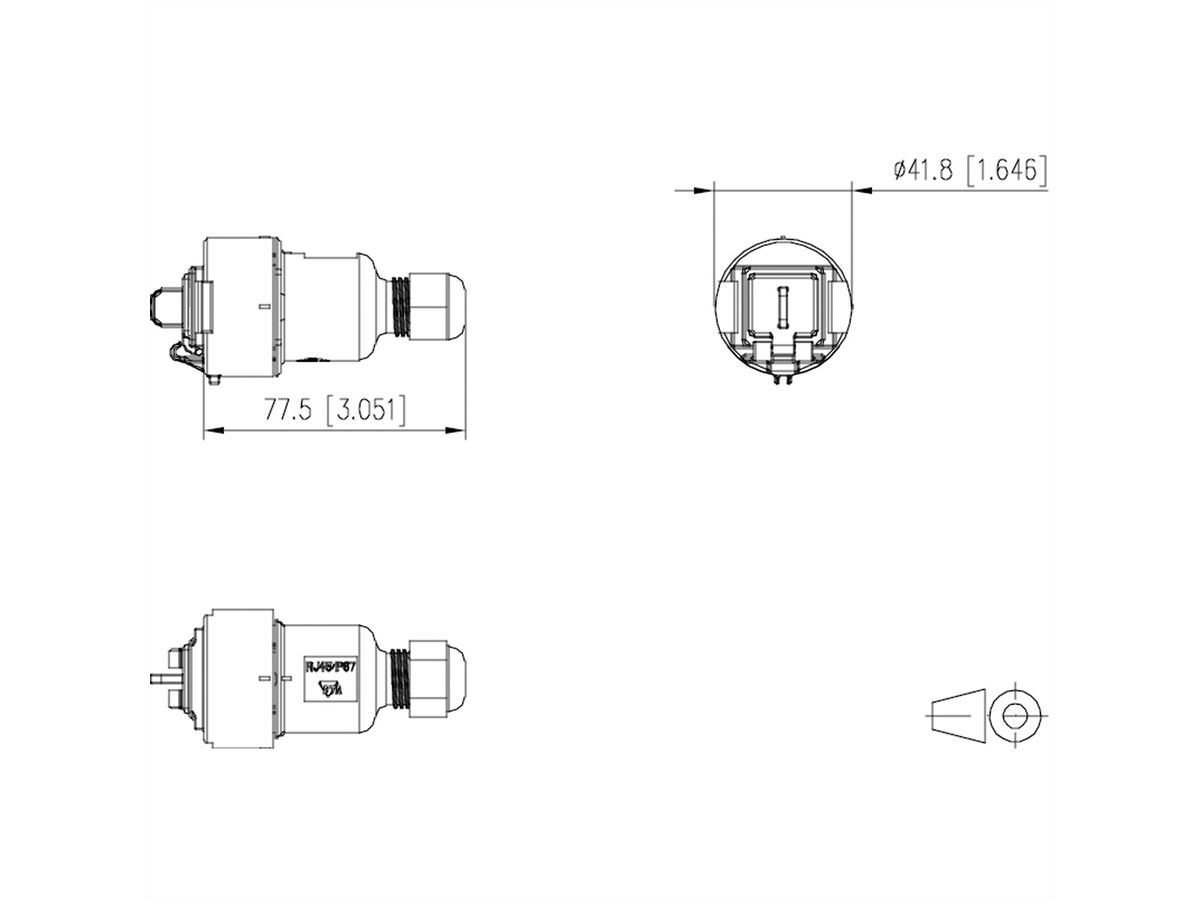 METZ CONNECT E-DAT Industrie IP67 V6 Kabelkoppeling, 1 poort Cat.6A - C6Amodule