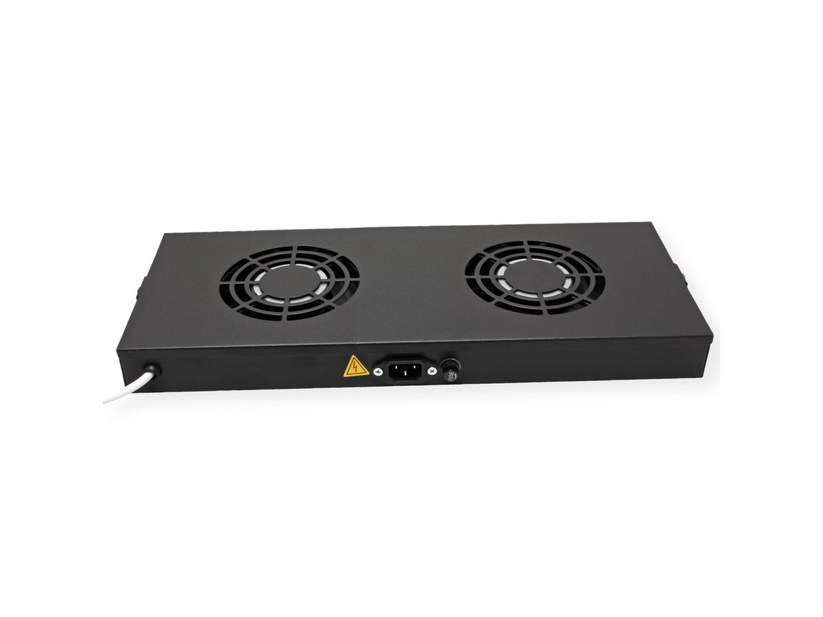 ROLINE 19-inch ventilatorunit 2 ventilatoren, Thermostaat zwart