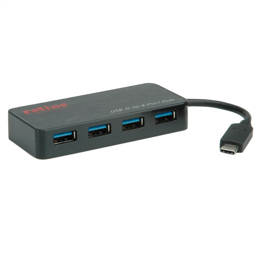 ROLINE USB 3.2 Gen 1 Hub, 4-voudig, type C aansluitkabel