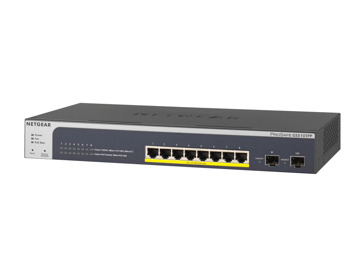 Netgear GS510TPP Managed L2/L3/L4 Gigabit Ethernet (10/100/1000) Power over Ethernet (PoE) Black