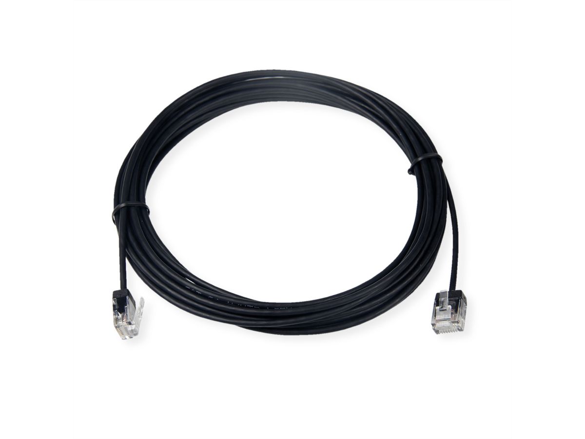 ROLINE UTP DataCenter Patchkabel Cat.6A (Class EA), LSOH, dun, extra korte stekker, zwart, 1,5 m
