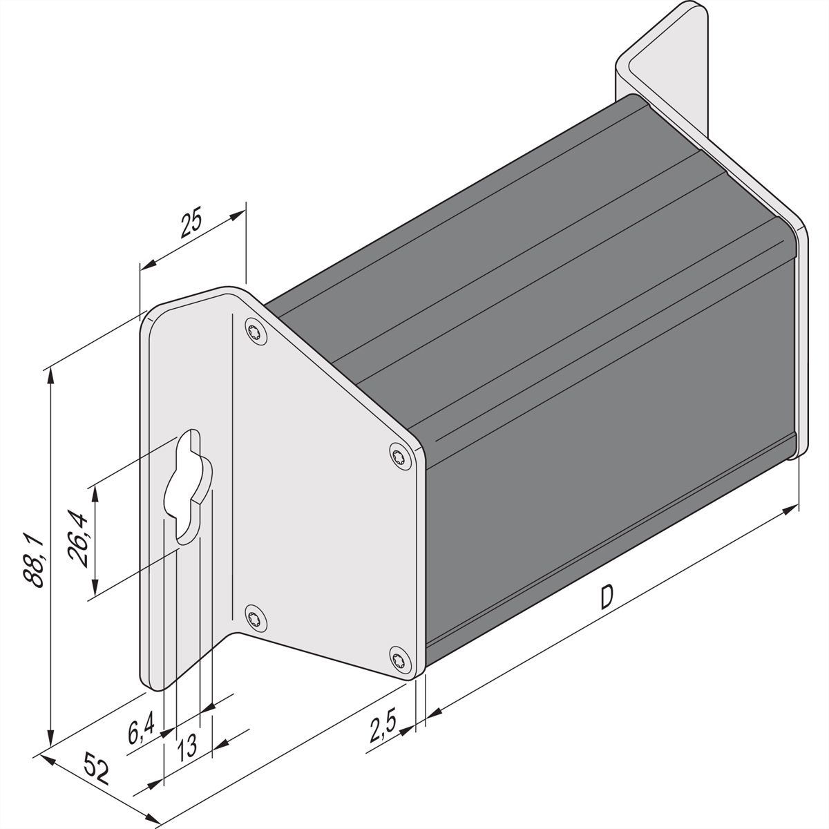 SCHROFF Minipac Trapezoid Shape Case, Wall Mount