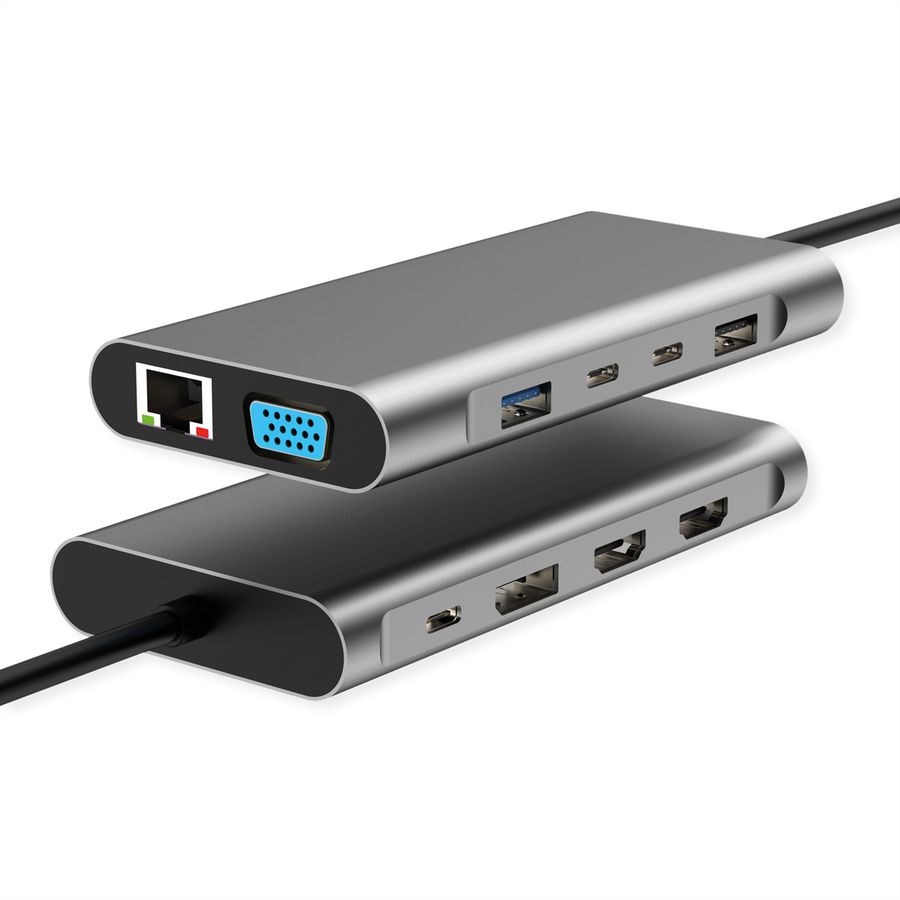 VALUE USB Type-C dockingstation, 4k HDMI, DP, VGA, Gigabit Ethernet, USB-C, USB-A, PD